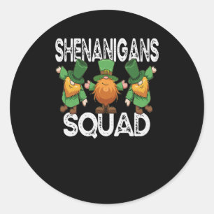 Shenanigans Squad St Patricks Day Gnomes Shamrock Ronde Sticker