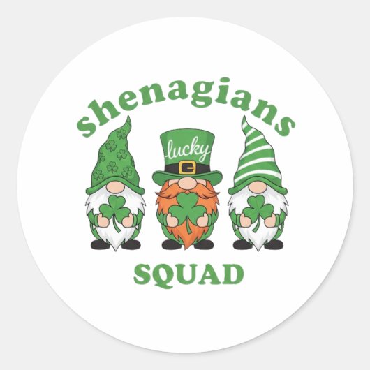 Shenanigans Squad St. Patrick's Day Kabouters Rond Ronde Sticker (Voorkant)