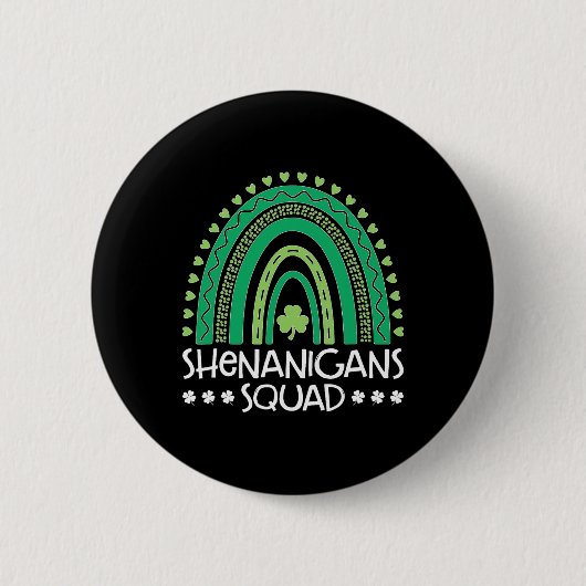 Shenanigans Squad St Patrick's Day Rainbow Shamroc Ronde Button 5,7 Cm (Voorkant)