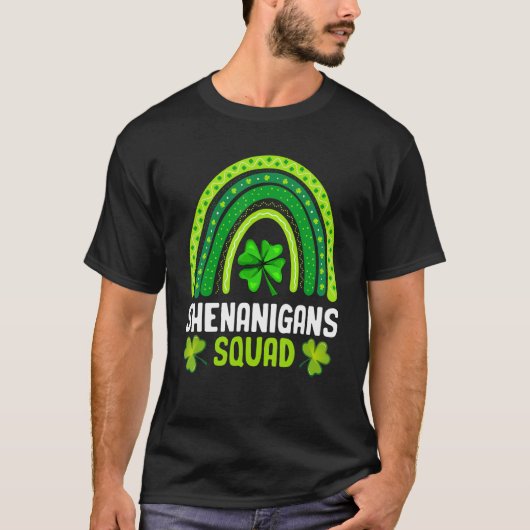 Shenanigans Squad St Patrick's Day Rainbow Shamroc T-shirt (Voorkant)