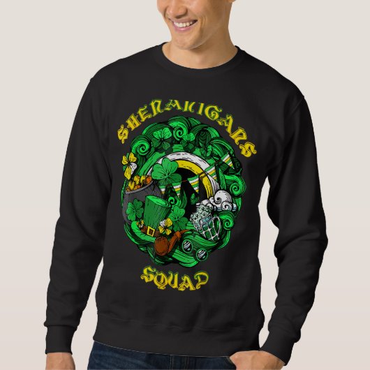 Shenanigans Squad St Patrick's Day Rainbow Shamroc Trui (Voorkant)