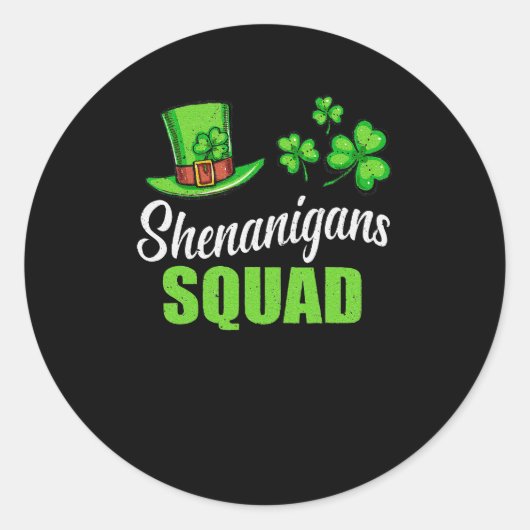 Shenanigans Squad St Patricks Day Shamrock Irish Ronde Sticker (Voorkant)