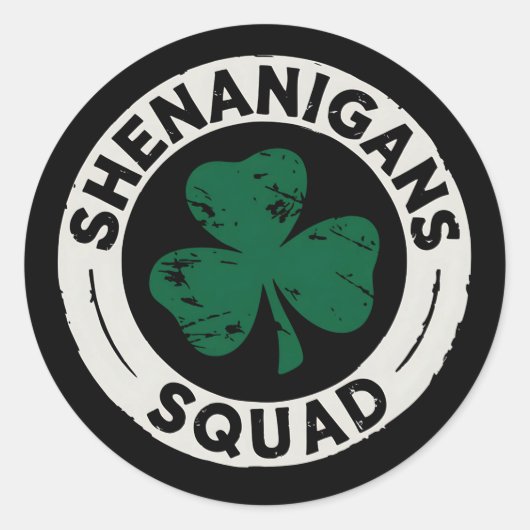 Shenanigans Squad St Patrick's Day Shamrock Ronde Sticker (Voorkant)