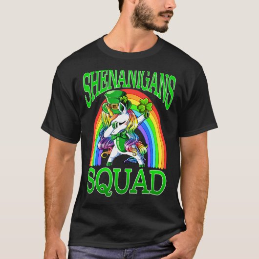 Shenanigans Squad Unicorn St Patrick's Day T-shirt (Voorkant)