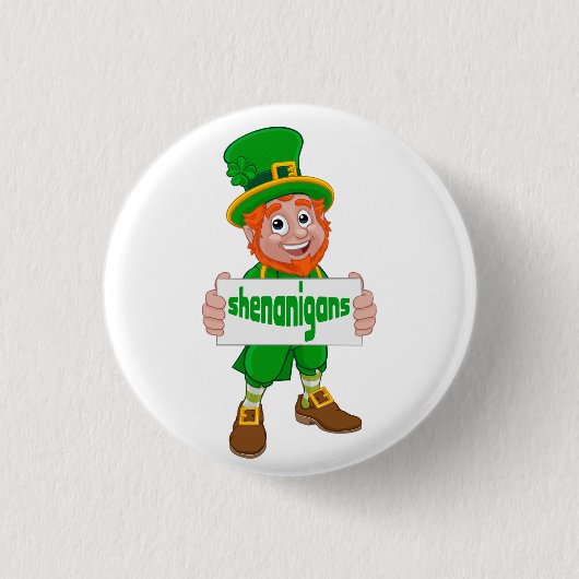 Shenanigans St. Patrick's Day Leprechaun St Pattys Ronde Button 3,2 Cm (Voorkant)