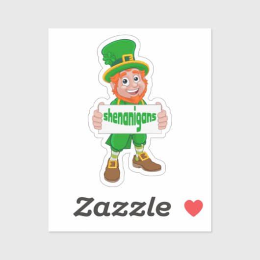 Shenanigans St. Patrick's Day Leprechaun St Pattys Sticker (Vel)