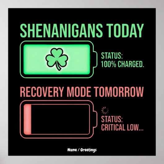 Shenanigans Today Recovery Mode Tomorrow Funny  Poster (Voorkant)