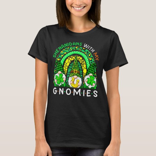 Shenanigans With My Gnomies Rainbow Leopard St Pat T-shirt (Voorkant)