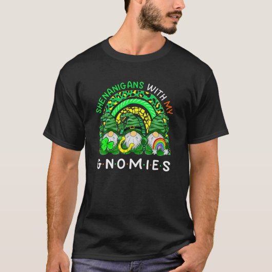 Shenanigans With My Gnomies Rainbow Leopard St Pat T-shirt (Voorkant)