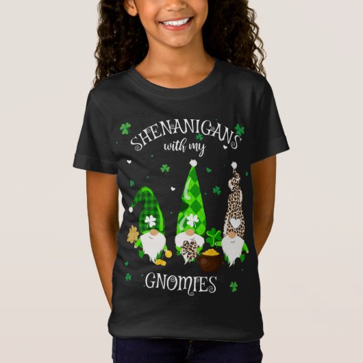 Shenanigans With My Gnomies St Patrick's Day Gnome T-shirt (Voorkant)
