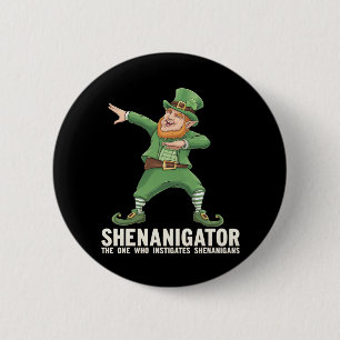 Shenanigator Dabbing Kabouter St. Patrick's Dag Ronde Button 5,7 Cm
