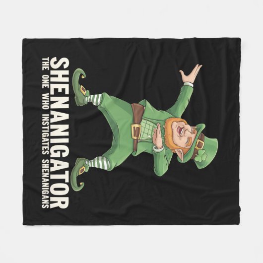 Shenanigator Dabbing Leprechaun St Patrick's Day Fleece Deken (Voorkant (Horizontaal))