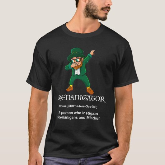 Shenanigator Definition Dabbing Leprechaun St Patr T-shirt (Voorkant)