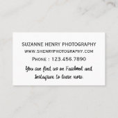 SHenry Newborn Photography Visitekaartje (Achterkant)