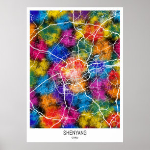 Shenyang China Stadsplattegrond Poster