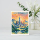 Shenzhen China Bestemming Sla de datum op Briefkaart (Staand voorkant)