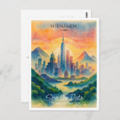 Shenzhen China Bestemming Sla de datum op Briefkaart (Voorkant / Achterkant)