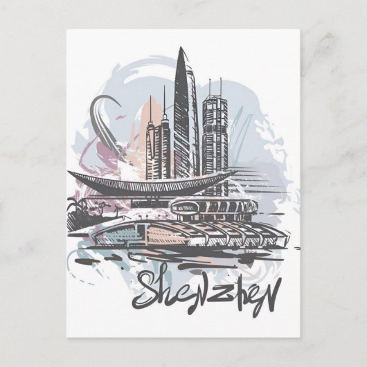  Shenzhen China Chinese Travel waterverf Briefkaart (Voorkant)