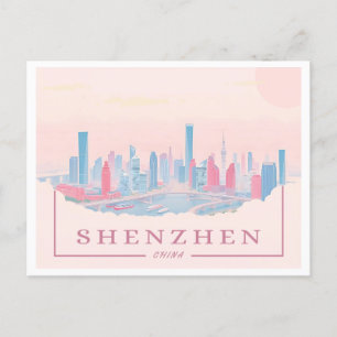 Shenzhen China futuristische skyline pastelreizen Briefkaart