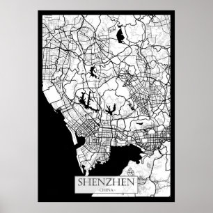 Shenzhen China Kaart Poster