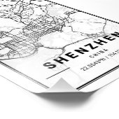 Shenzhen - China Light City Map Foto Afdruk (Hoek)