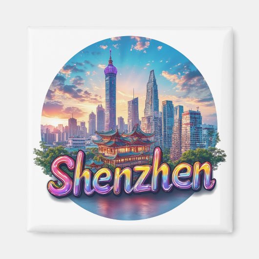 Shenzhen China Stad Reis Cadeau Herinnering 🗺️ Magneet (Voorkant)