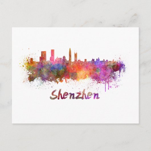 Shenzhen skyline in waterverf briefkaart (Voorkant)