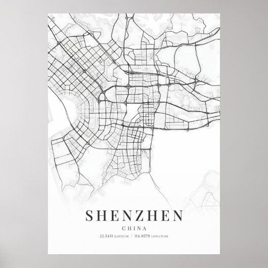 Shenzhen Stadsplattegrond Poster (Voorkant)