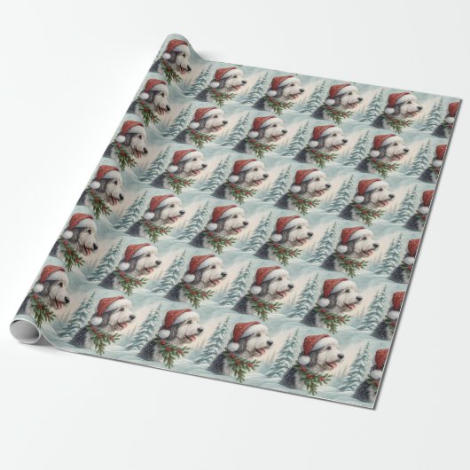 Shepadoodle Christmas Wrapping Paper Cadeaupapier (Uitgerold)