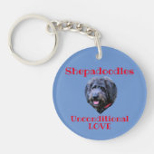 Shepadoodle Portret Onvoorwaardelijke Liefde Blauw Sleutelhanger (Voorkant)