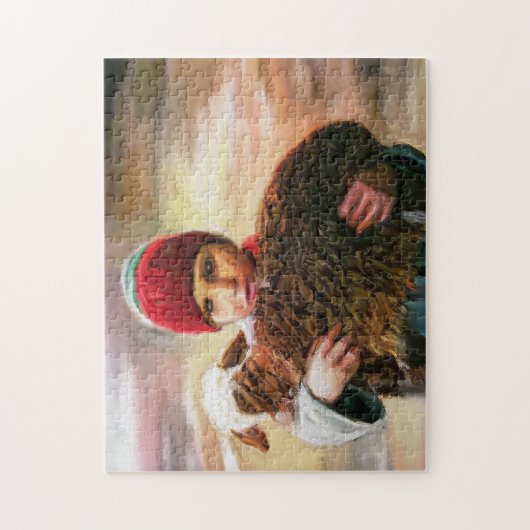 Shepard Boy met Lamb Pakistan. Legpuzzel (Verticaal)