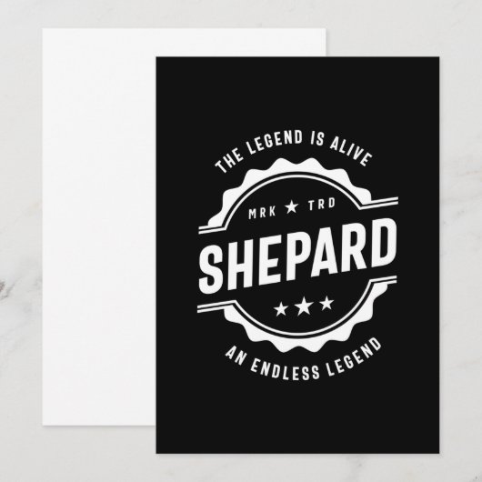 Shepard Persoonlijke naam Birthday Gift Kaart (Voorkant / Achterkant)