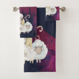 Shepherd Angel met 2 Lambs Pastoral Bad Handdoek