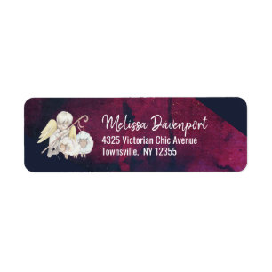 Shepherd Angel met 2 Lambs Pastoral Etiket