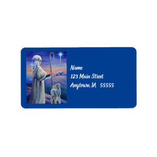 Shepherd Boy Lamb & Star Waterverf Art Etiket
