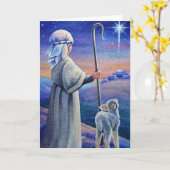 Shepherd Boy Lamb & Star Waterverf Art Kaart (Gele Bloem)