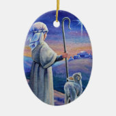 Shepherd Boy Lamb & Star Waterverf Art Keramisch Ornament (Voorkant)