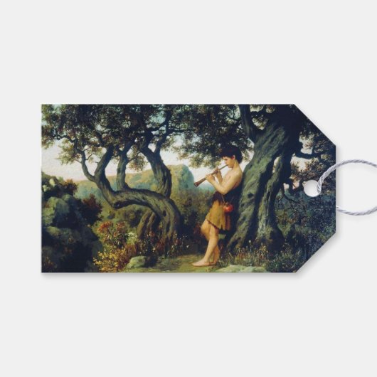 Shepherd Boy Playing A Woodwind Muziekinstrument Cadeaulabel (Voorkant (Horizontaal))