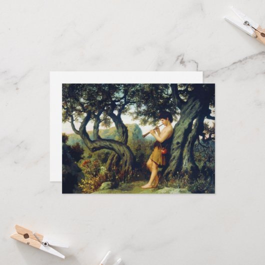 Shepherd Boy Playing the Flute Kaart (Voorkant / Achterkant in situ)