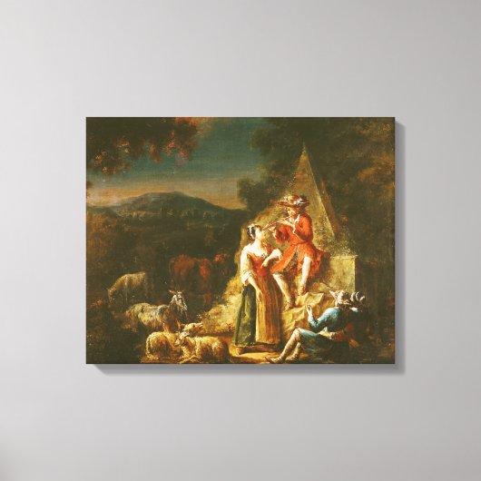 Shepherd die een Flute speelt Canvas Afdruk (Voorkant)