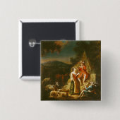 Shepherd die een Flute speelt Vierkante Button 5,1 Cm (Voorkant /achterkant)
