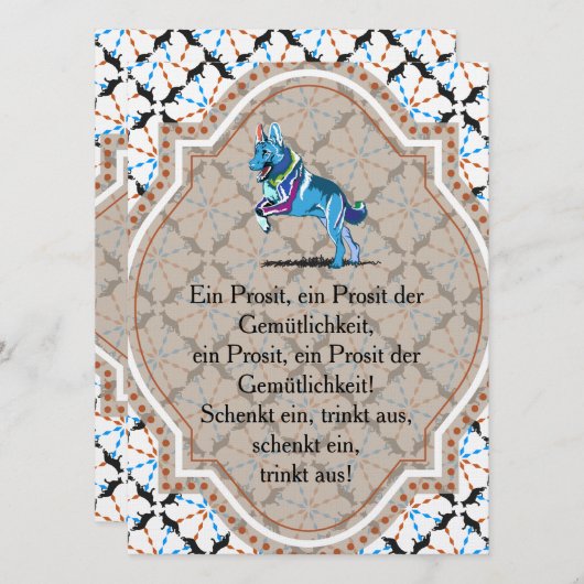 Shepherd Dog Invitation Kaart (Voorkant / Achterkant)