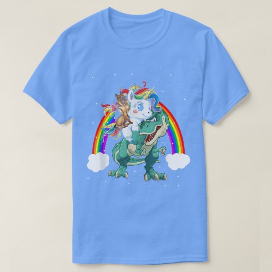 Shepherd Dog Unicorn Riding Dinosaur Tre Funny Chr T-shirt (Design voorkant)