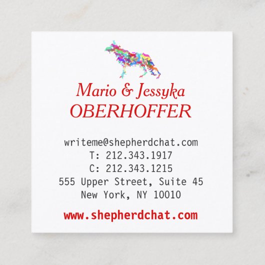 Shepherd Dogs Vierkante Visitekaartje (Achterkant)