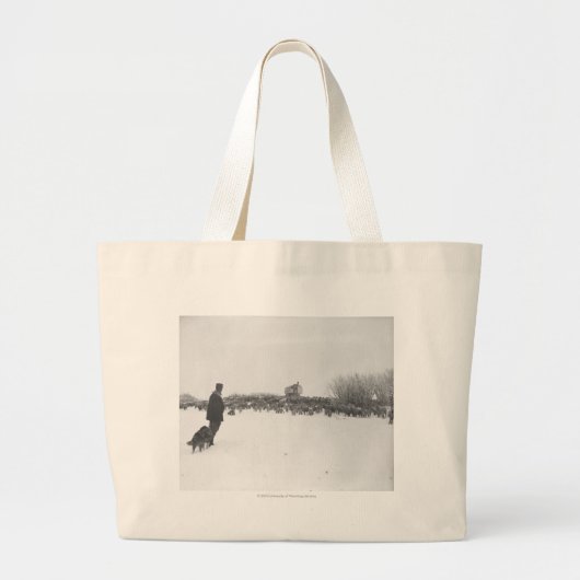 Shepherd en hond in het schapenkamp grote tote bag (Voorkant)
