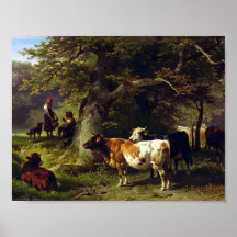 Shepherd en Koe Herd bij de Pond