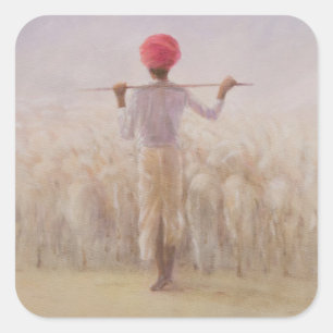 Shepherd en koppel vierkante sticker