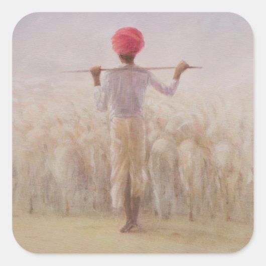 Shepherd en koppel vierkante sticker (Voorkant)