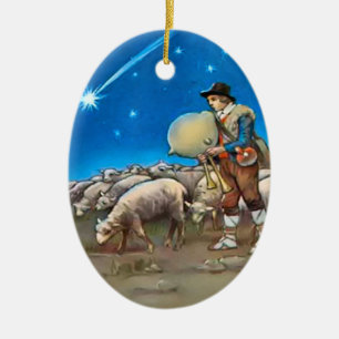 Shepherd en schapen keramisch ornament