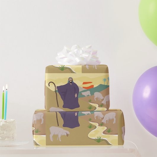 Shepherd en zijn veeteeltwerkpapier cadeaupapier